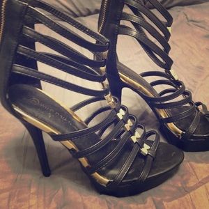 Black strappy heels